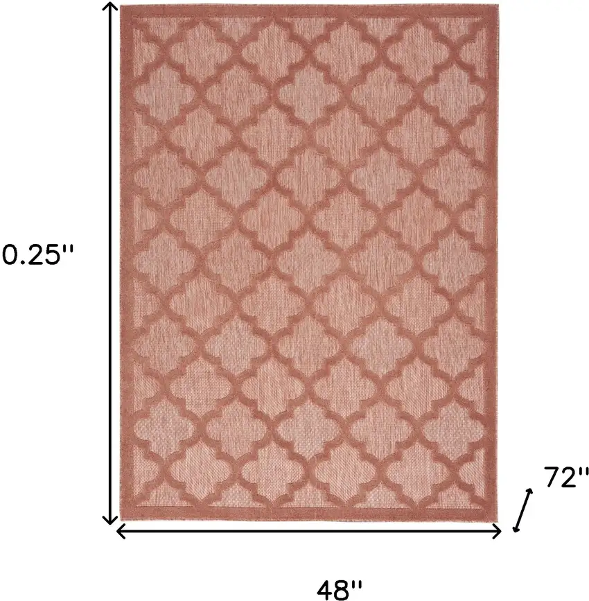 Coral Orange Ikat Indoor Outdoor Area Rug Photo 5