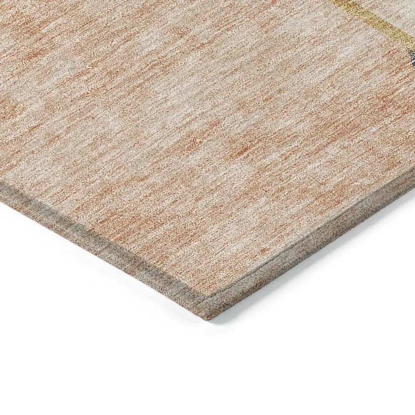 Coral Peach And Gray Abstract Washable Indoor Outdoor Area Rug Photo 2