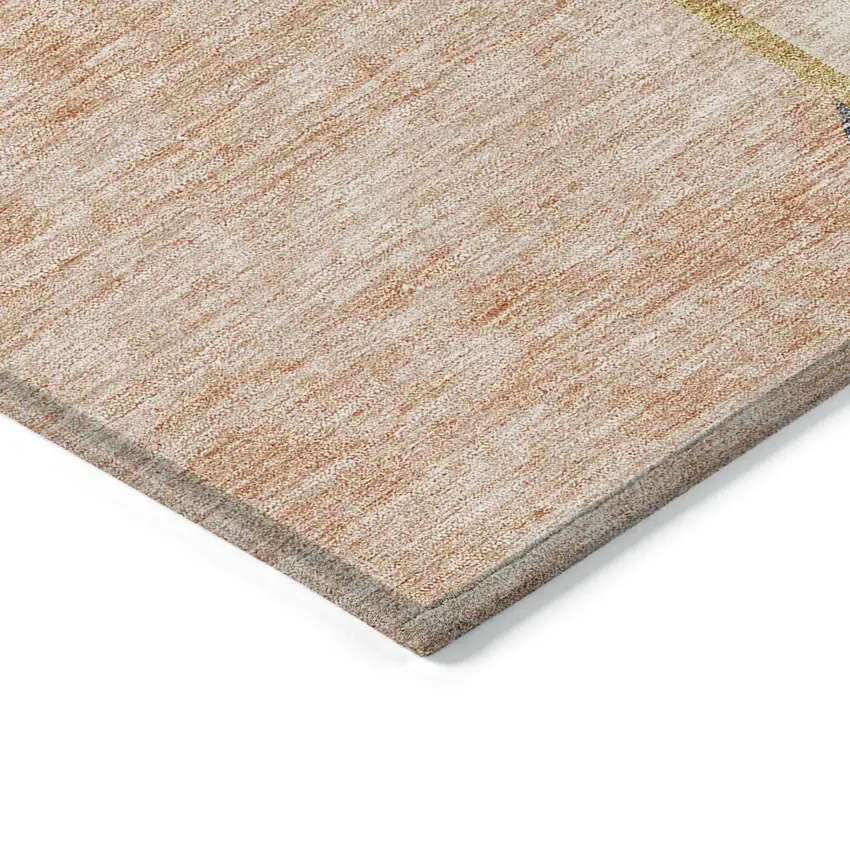 Coral Peach And Gray Abstract Washable Indoor Outdoor Area Rug Photo 2