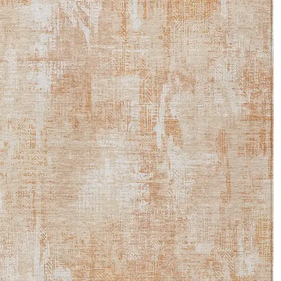 Coral Peach And Ivory Abstract Washable Indoor Outdoor Area Rug Photo 5