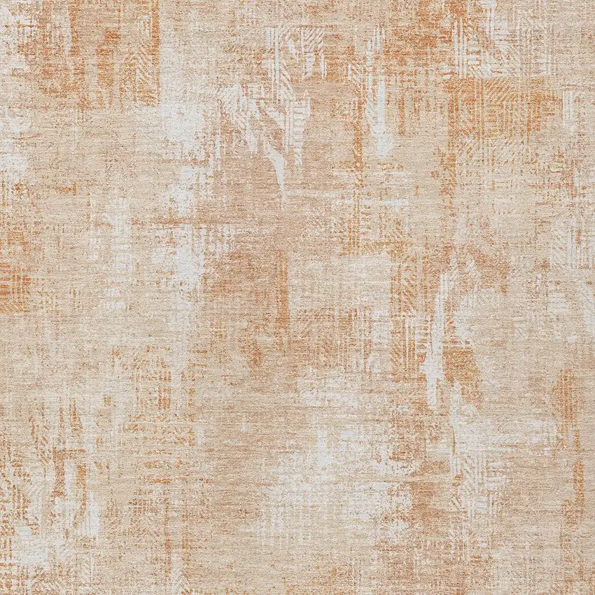 Coral Peach And Ivory Abstract Washable Indoor Outdoor Area Rug Photo 4