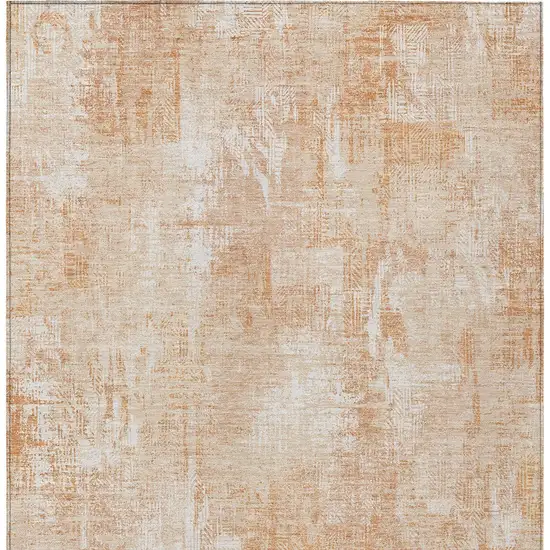 Coral Peach And Ivory Abstract Washable Indoor Outdoor Area Rug Photo 5