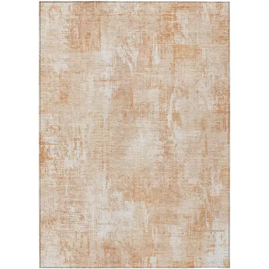 Coral Peach And Ivory Abstract Washable Indoor Outdoor Area Rug Photo 2