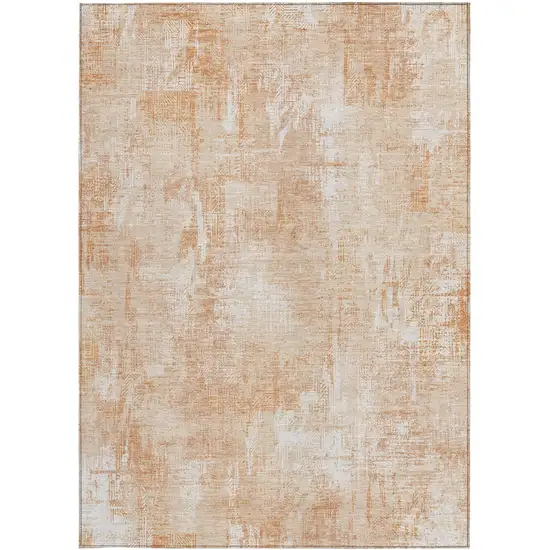 Coral Peach And Ivory Abstract Washable Indoor Outdoor Area Rug Photo 6