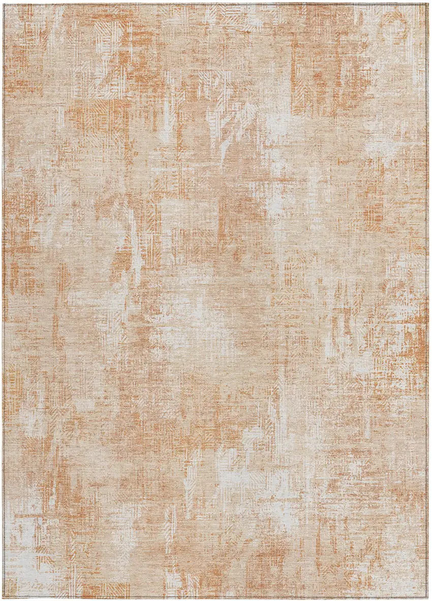 Coral Peach And Ivory Abstract Washable Indoor Outdoor Area Rug Photo 6