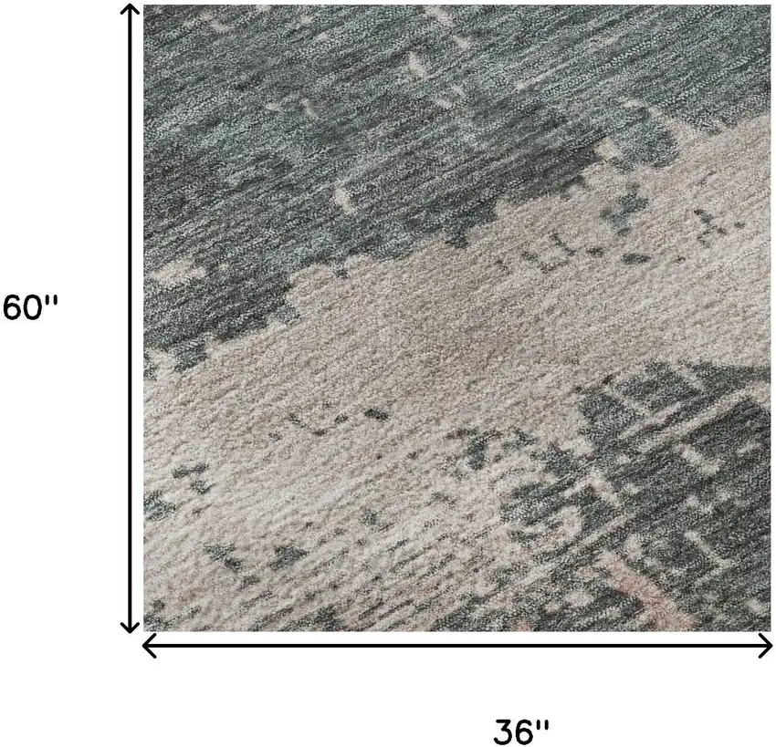 Coral Pink And Gray Abstract Washable Area Rug With UV Protection Photo 9