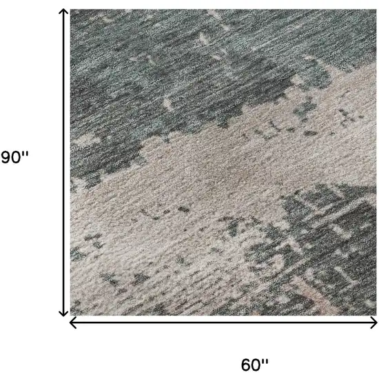 Coral Pink And Gray Abstract Washable Area Rug With UV Protection Photo 8