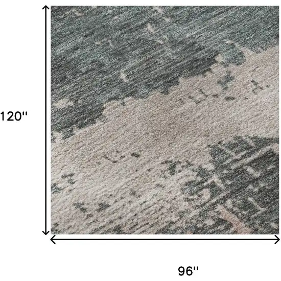 Coral Pink And Gray Abstract Washable Area Rug With UV Protection Photo 8