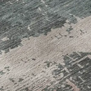 Photo of Coral Pink And Gray Abstract Washable Area Rug With UV Protection