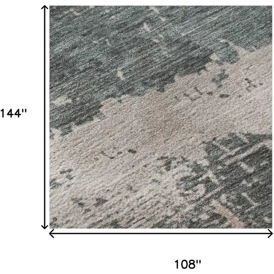 Coral Pink And Gray Abstract Washable Area Rug With UV Protection Photo 9