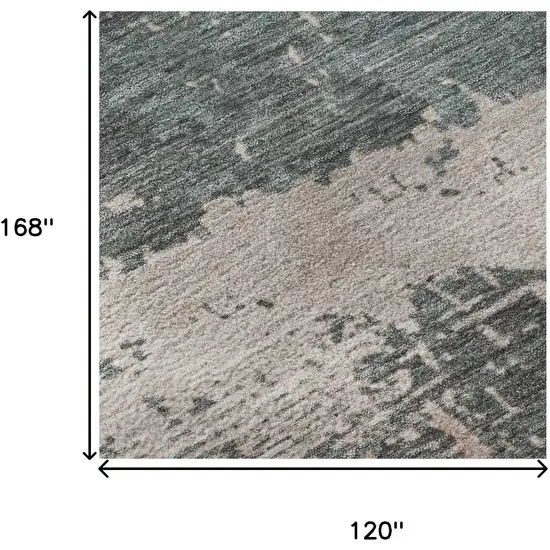 Coral Pink And Gray Abstract Washable Area Rug With UV Protection Photo 9