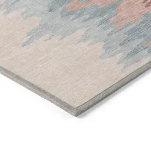 Photo of Coral Pink And Gray Abstract Washable Indoor Outdoor Area Rug