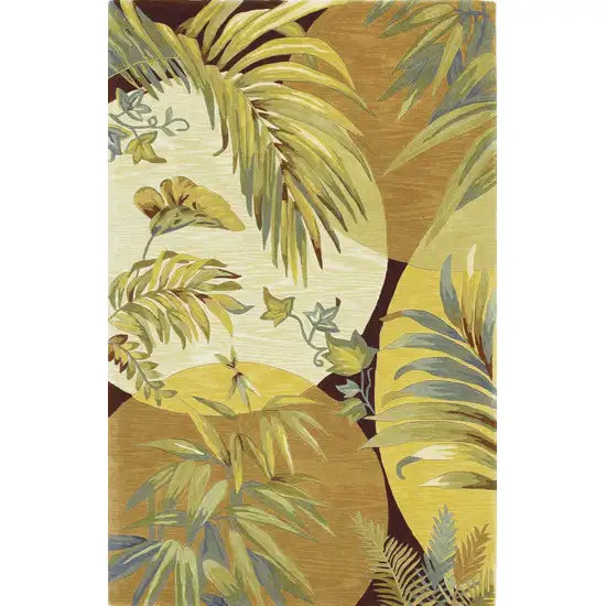 Coral Red Ivory Hand Tufted Tropical Leaves Indoor Area Rug Photo 1