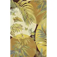 Photo of Coral Red Ivory Hand Tufted Tropical Leaves Indoor Area Rug