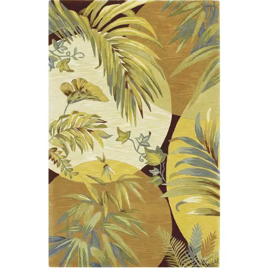 8'X10' Coral Red Ivory Hand Tufted Tropical Leaves Indoor Area Rug Photo 2