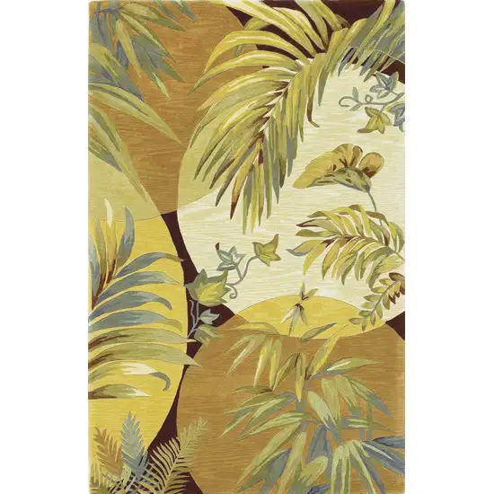 8'X10' Coral Red Ivory Hand Tufted Tropical Leaves Indoor Area Rug Photo 4