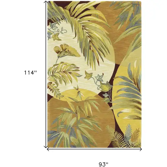 8'X10' Coral Red Ivory Hand Tufted Tropical Leaves Indoor Area Rug Photo 3