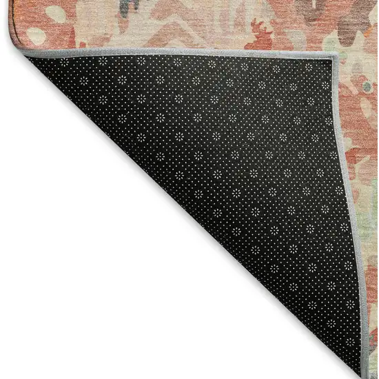 Coral Sky Blue And Mauve Geometric Washable Area Rug With UV Protection Photo 6