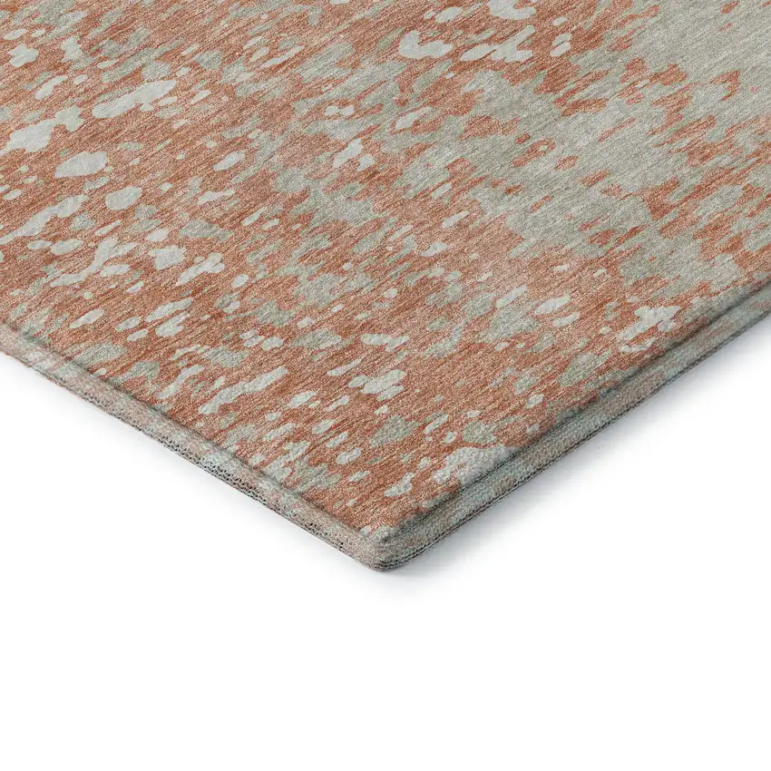 Coral Taupe And Ivory Abstract Washable Area Rug With UV Protection Photo 7