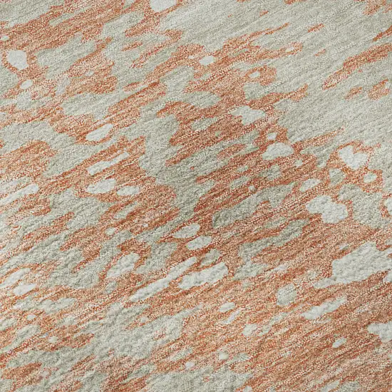 Coral Taupe And Ivory Abstract Washable Area Rug With UV Protection Photo 9
