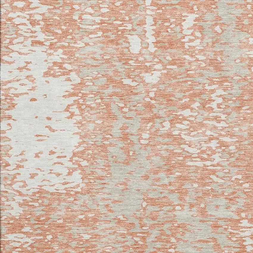 Coral Taupe And Ivory Abstract Washable Area Rug With UV Protection Photo 2