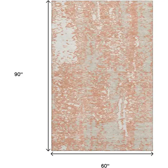 Coral Taupe And Ivory Abstract Washable Area Rug With UV Protection Photo 8