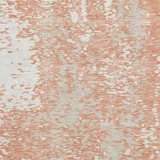 Coral Taupe And Ivory Abstract Washable Area Rug With UV Protection Photo 2