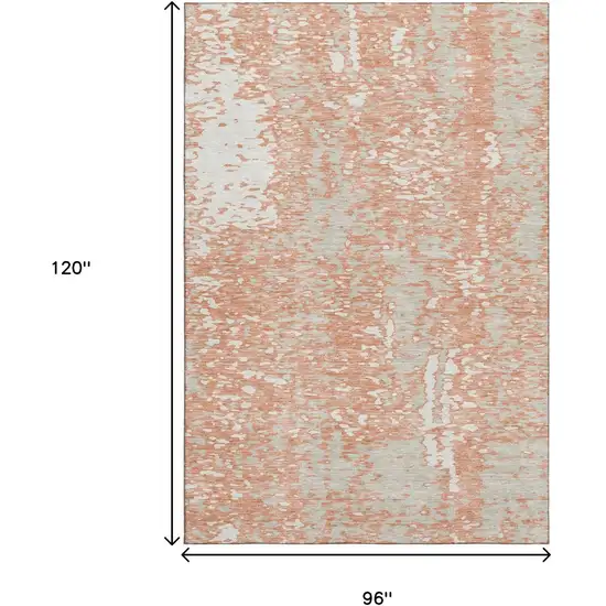 Coral Taupe And Ivory Abstract Washable Area Rug With UV Protection Photo 8