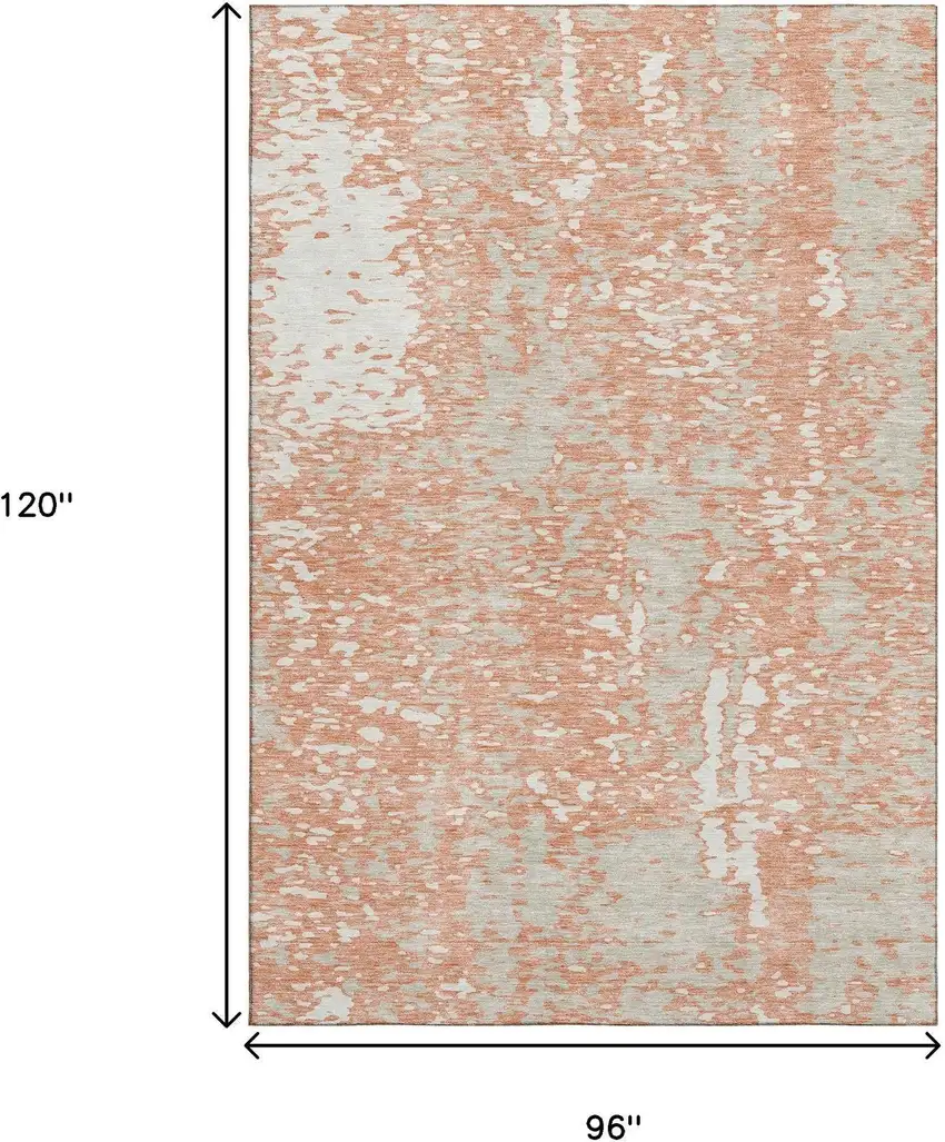 Coral Taupe And Ivory Abstract Washable Area Rug With UV Protection Photo 8