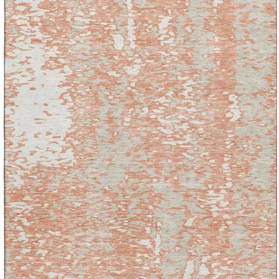 Coral Taupe And Ivory Abstract Washable Area Rug With UV Protection Photo 2