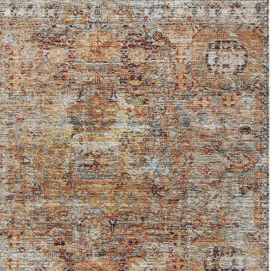Coral Terra Cotta And Beige Floral Washable Indoor Outdoor Area Rug Photo 6