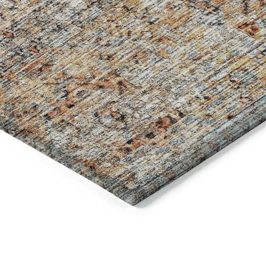 Coral Terra Cotta And Beige Floral Washable Indoor Outdoor Area Rug Photo 4