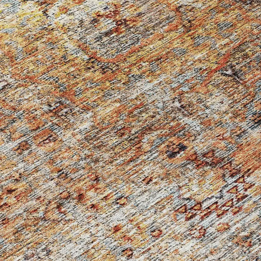 Coral Terra Cotta And Beige Floral Washable Indoor Outdoor Area Rug Photo 5