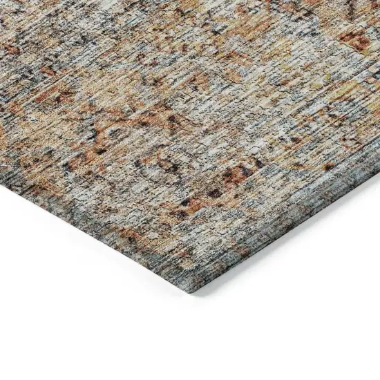 Coral Terra Cotta And Beige Floral Washable Indoor Outdoor Area Rug Photo 4