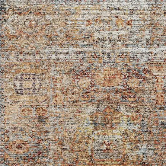 Coral Terra Cotta And Beige Floral Washable Indoor Outdoor Area Rug Photo 6