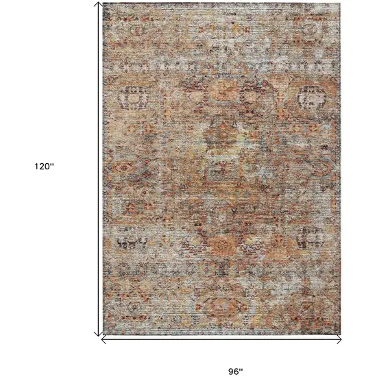 Coral Terra Cotta And Beige Floral Washable Indoor Outdoor Area Rug Photo 8