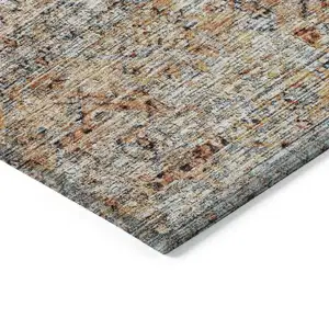 Photo of Coral Terra Cotta And Beige Floral Washable Indoor Outdoor Area Rug