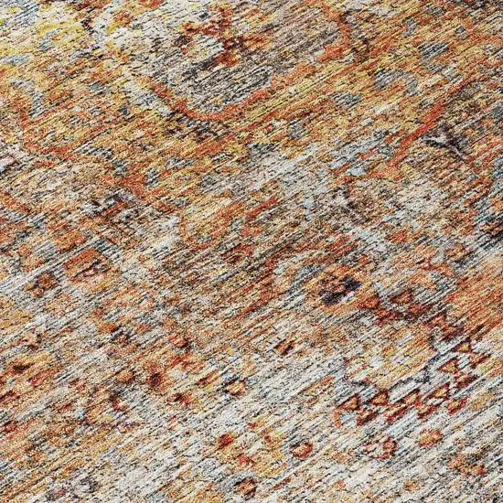 Coral Terra Cotta And Beige Floral Washable Indoor Outdoor Area Rug Photo 5