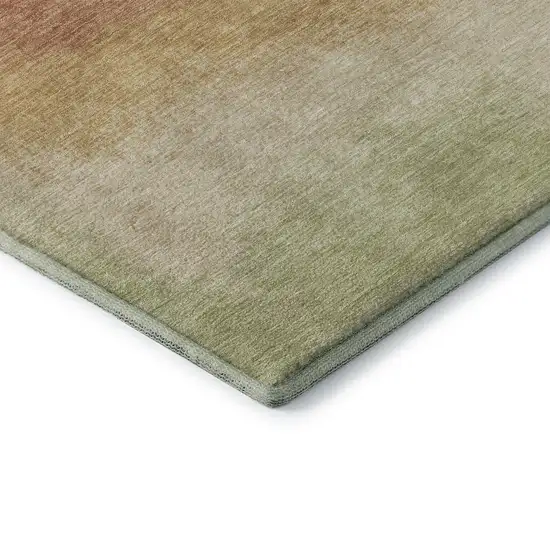 Coral Wheat And Blue Ombre Washable Area Rug With UV Protection Photo 9