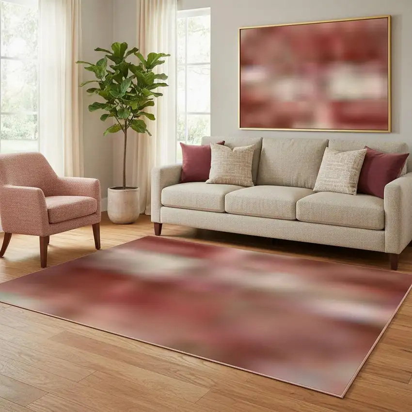 Coral Wheat And Blue Ombre Washable Area Rug With UV Protection Photo 2