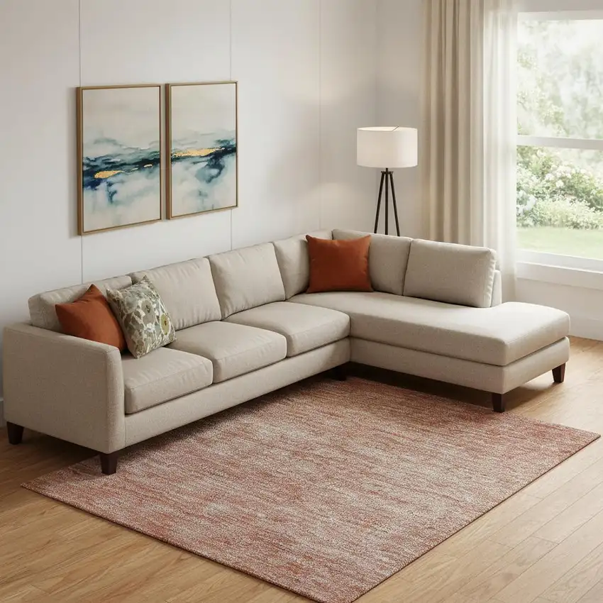 Coral Wheat And Blue Ombre Washable Area Rug With UV Protection Photo 2