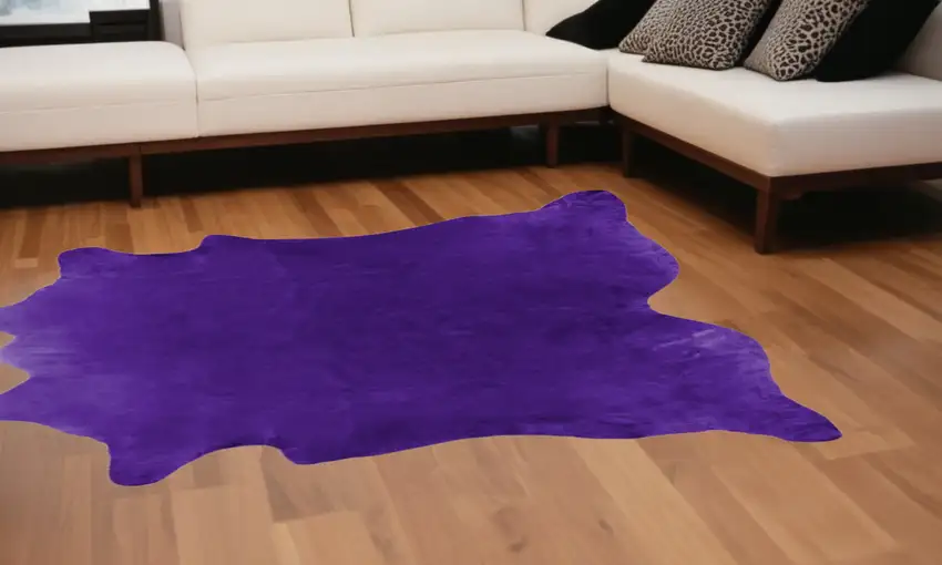 Purple Cowhide Hand Knotted Area Rug Photo 1