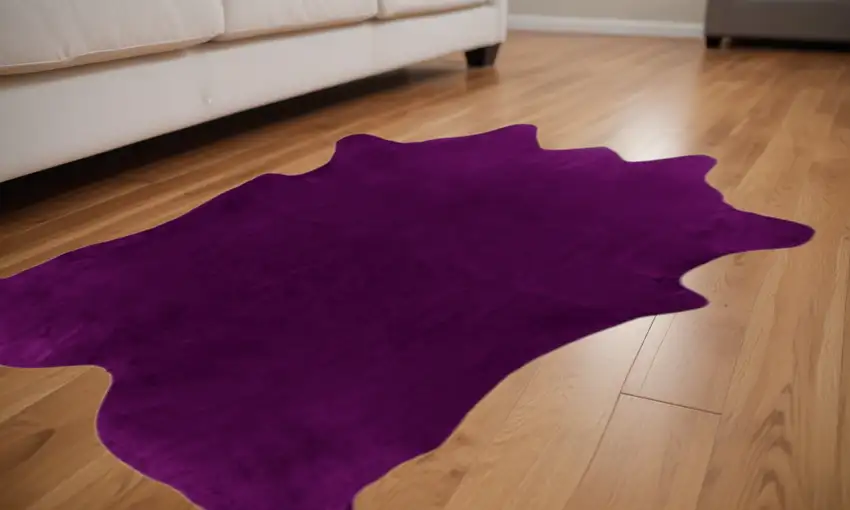Purple Cowhide Hand Knotted Area Rug Photo 1