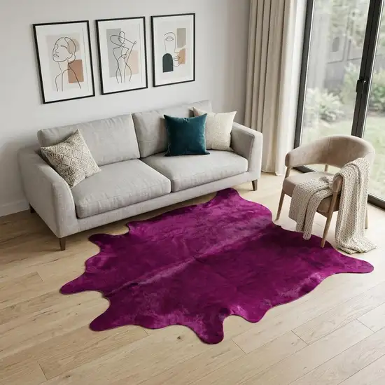 Purple Cowhide Hand Knotted Area Rug Photo 1