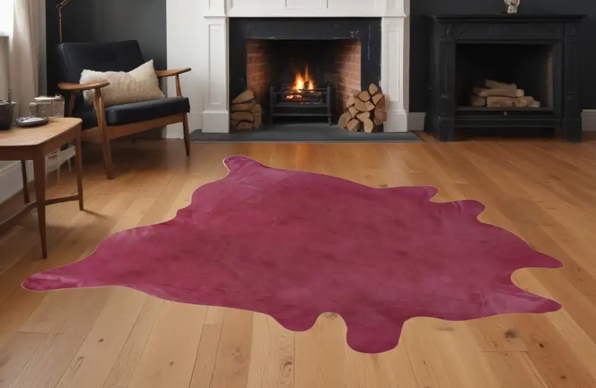 Fuchsia Cowhide Hand Knotted Area Rug Photo 1