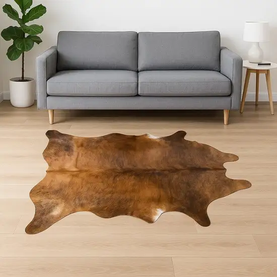 Brown Cowhide Hand Knotted Area Rug Photo 1