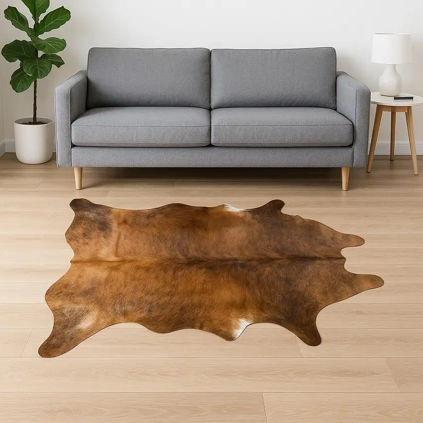 Brown Cowhide Hand Knotted Area Rug Photo 1