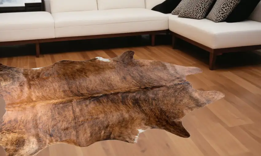 Brown Cowhide Hand Knotted Area Rug Photo 1