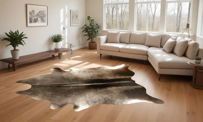 Brown Cowhide Hand Knotted Area Rug Photo 1