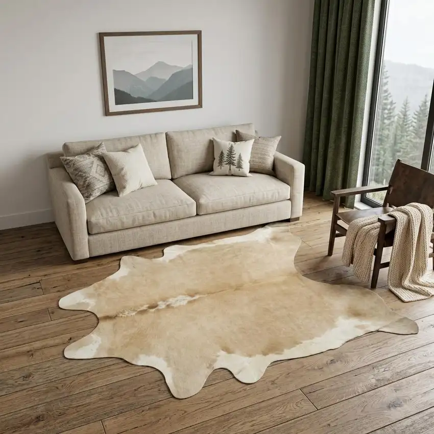 Brown and White Cowhide Hand Knotted Area Rug Photo 1